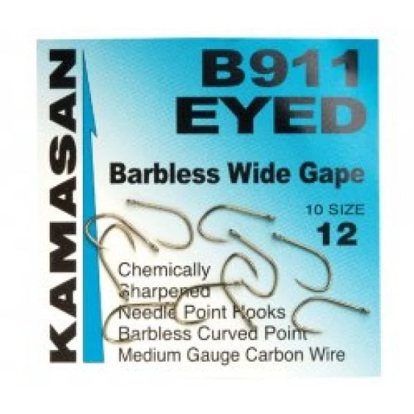 Kamasan B911 Barbless Eyed Hooks - 10