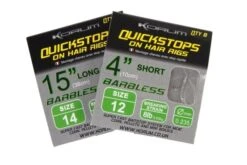 KORUM Barbless Hair Rigs With Quickstops - 15" - Size 10