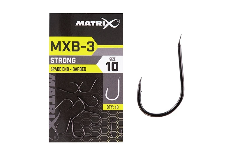 Matrix MXB-3 Extra Strong Feeder Barbed Spade End Hooks - Sz 12