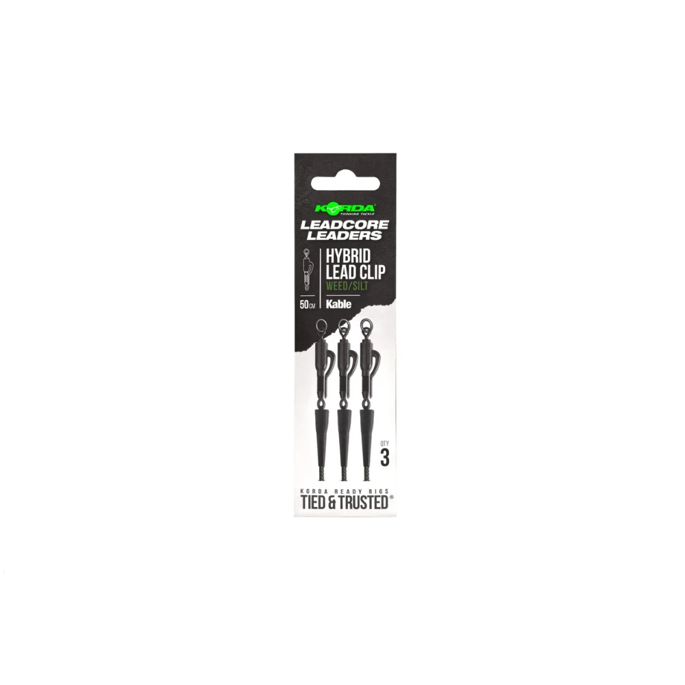 KORDA Kable Leadcore Leader Hybrid Lead Clip - 50cm- Weed - Image 2